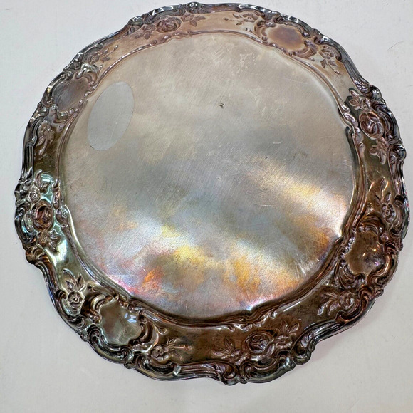 Towle Vintage Silver Plated Master Pattern Serving Rose Tray E.P. 4060 7 3/8" - Picture 8 of 11